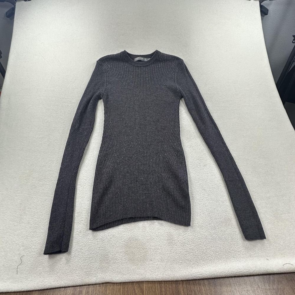 Icebreaker Merino Shirt Womens Large Gray Ribbed Lightweight Crewneck Wool